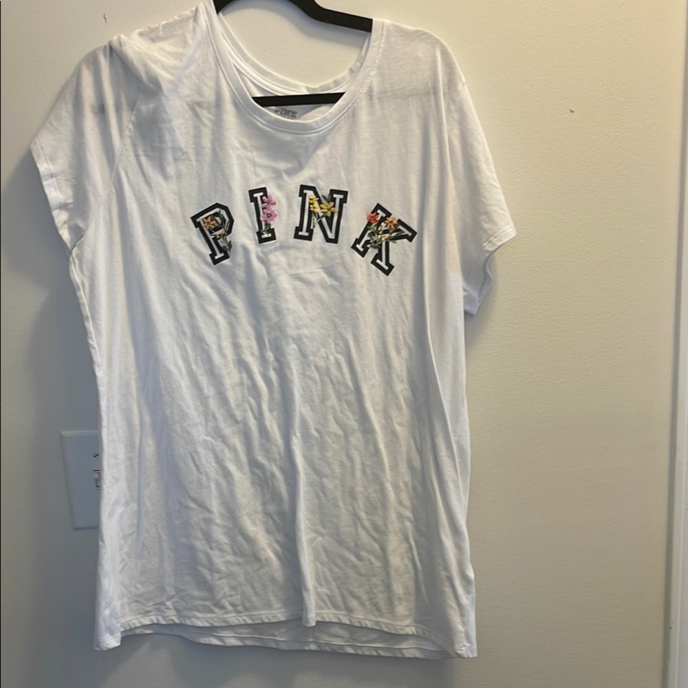 PINK Victoria's Secret White Relaxed Short Sleeve Tee